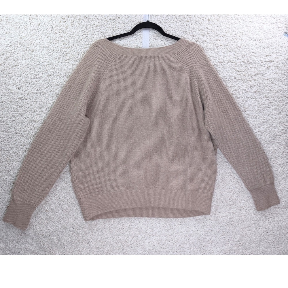 J.Crew Waffle Knit Sweater Womens‎ Medium Tan Alpaca Merino Wool AU299 - Picture 3 of 8